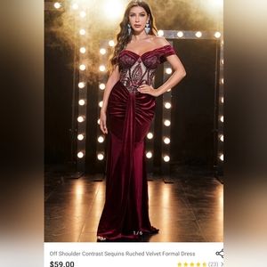 Shein Burgundy Velvet Gown